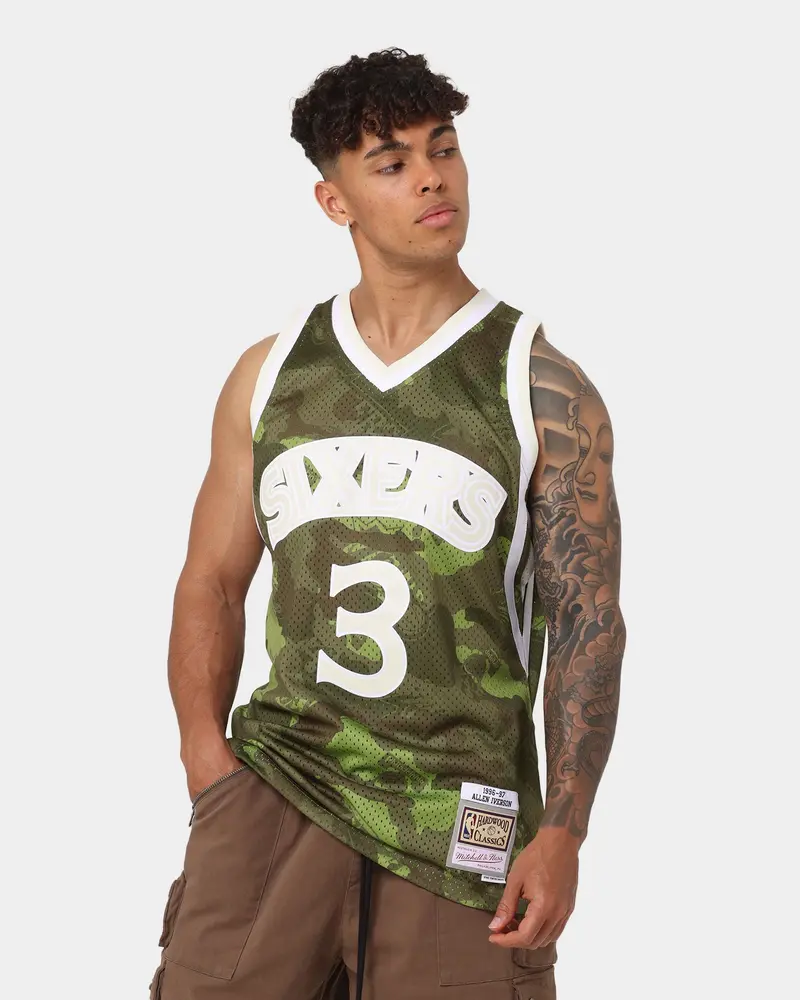 Mitchell & Ness Allen Iverson Philadelphia Sixers '96-'97 Camo Swingman Jersey Green Camo 1