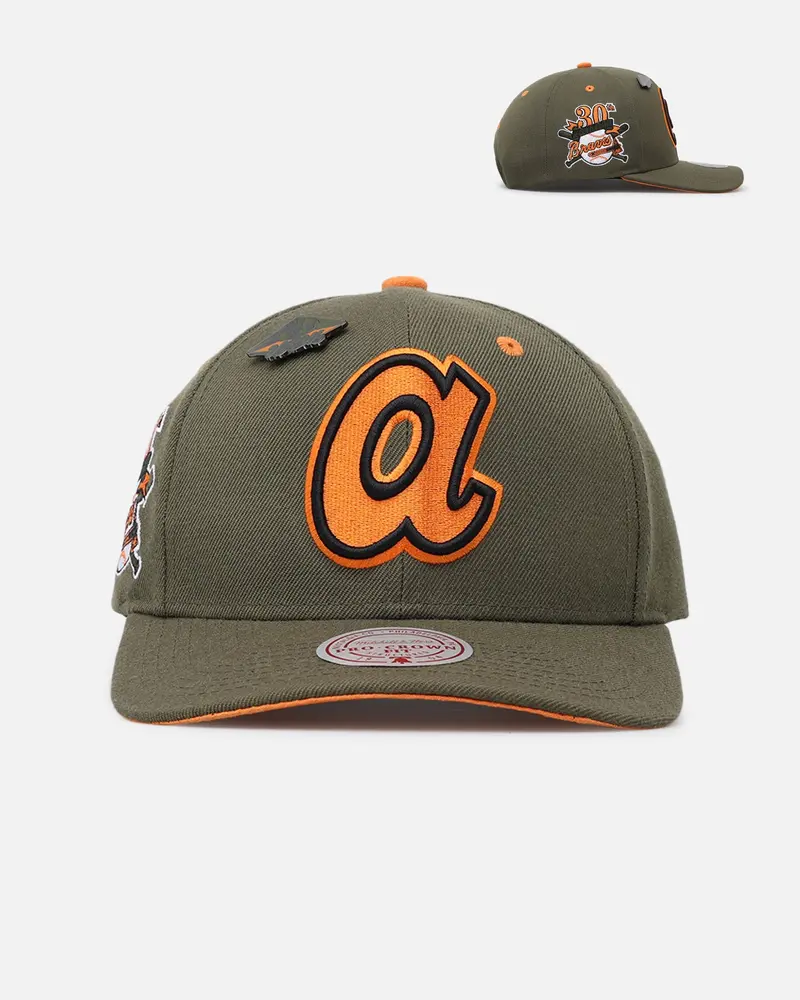 Mitchell & Ness Atlanta Braves 'Harmony Of Hues' Pro Crown Snapback Olive/Orange 1
