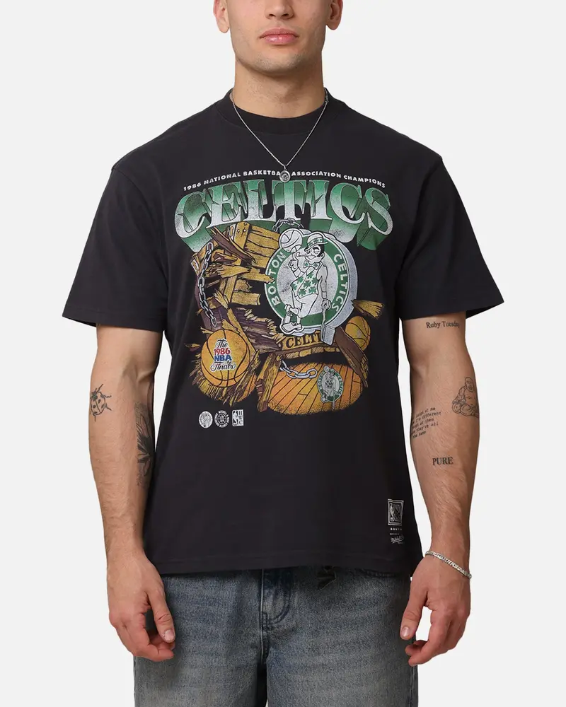 Mitchell & Ness Boston Celtics Bevel Burst T-Shirt Overdyed Black 1