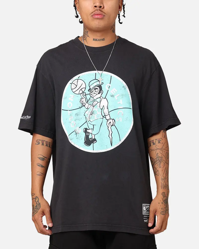 Mitchell & Ness Boston Celtics Ice Blue Logo T-Shirt Faded Black 1