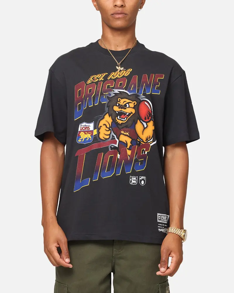 Mitchell & Ness Brisbane Lions Mascot Character T-Shirt Faded Black 1