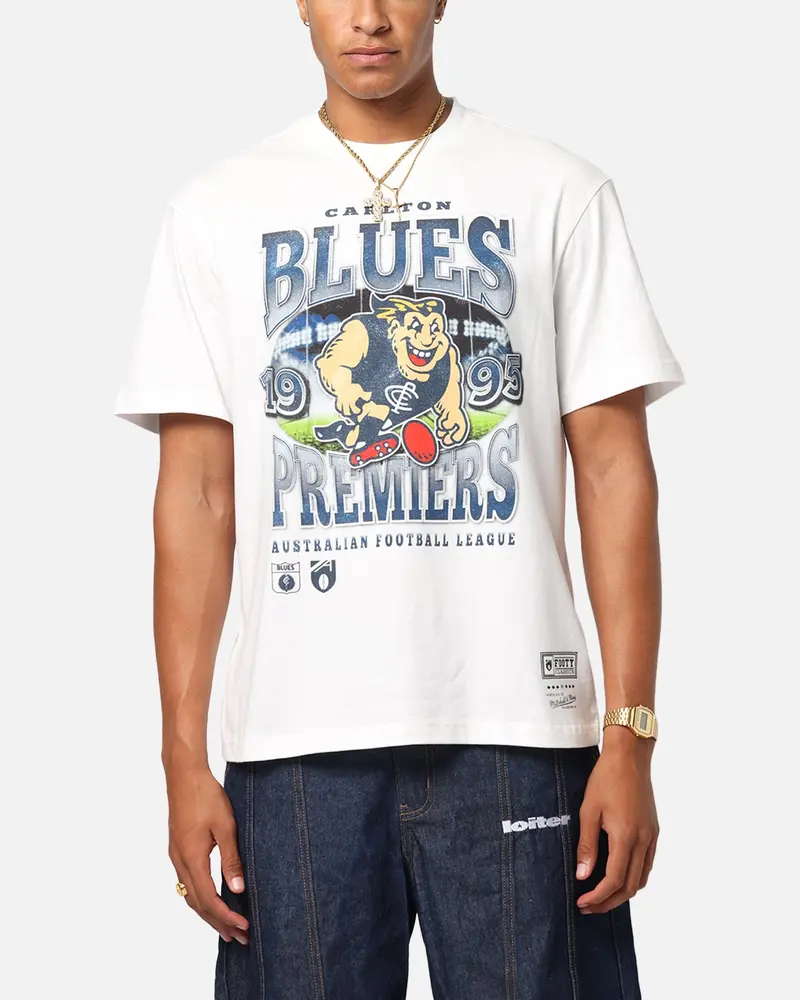 Mitchell & Ness Carlton Blues Mascot T-Shirt Vintage White 1