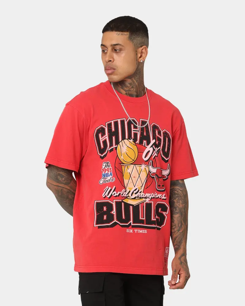Mitchell & Ness Chicago Bulls Champion History Vintage T-Shirt Faded Red 1