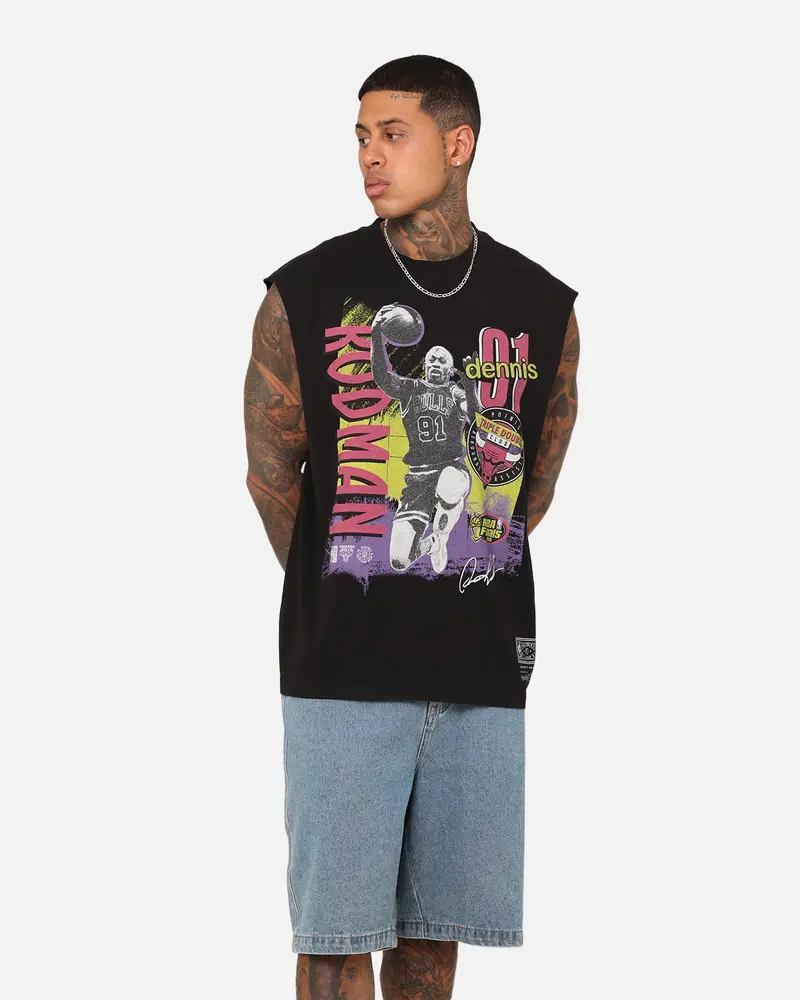 Mitchell & Ness Chicago Bulls Dennis Rodman Brush Off Muscle T-Shirt Black 1