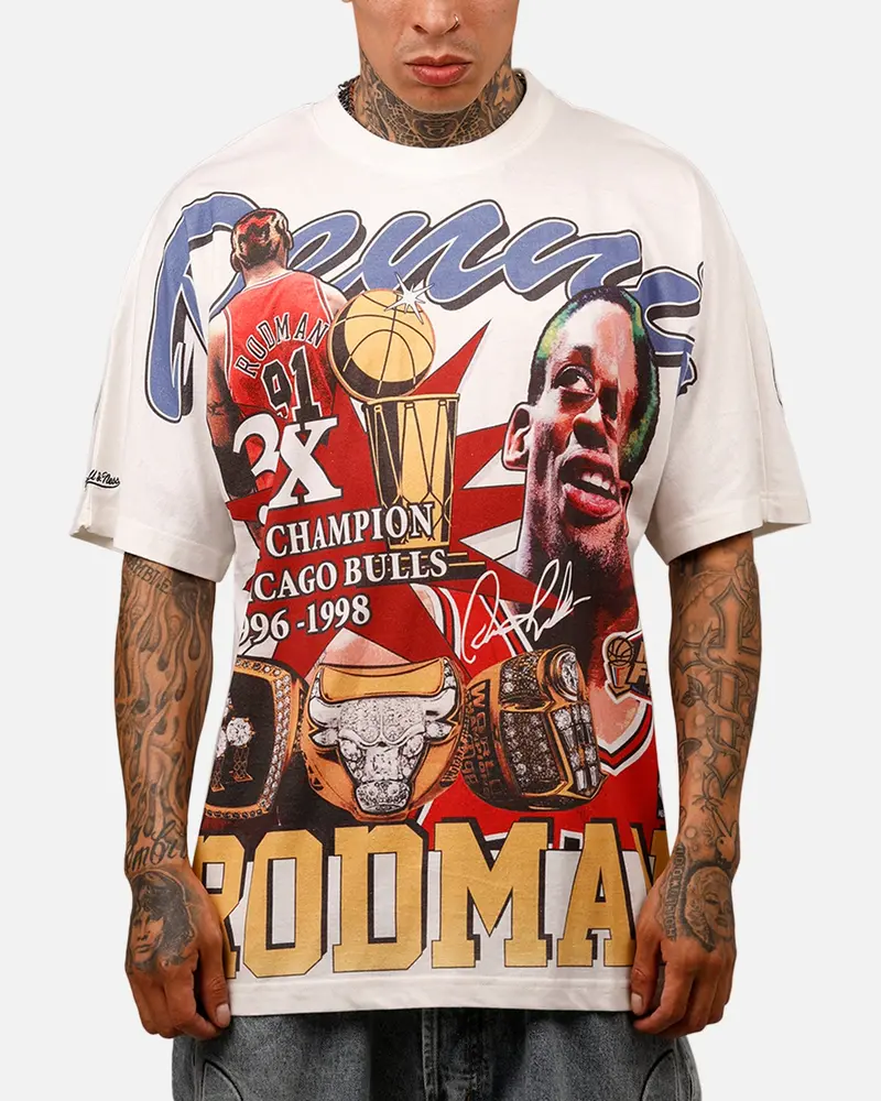 Mitchell & Ness Chicago Bulls Dennis Rodman Rings T-Shirt Vintage White 1