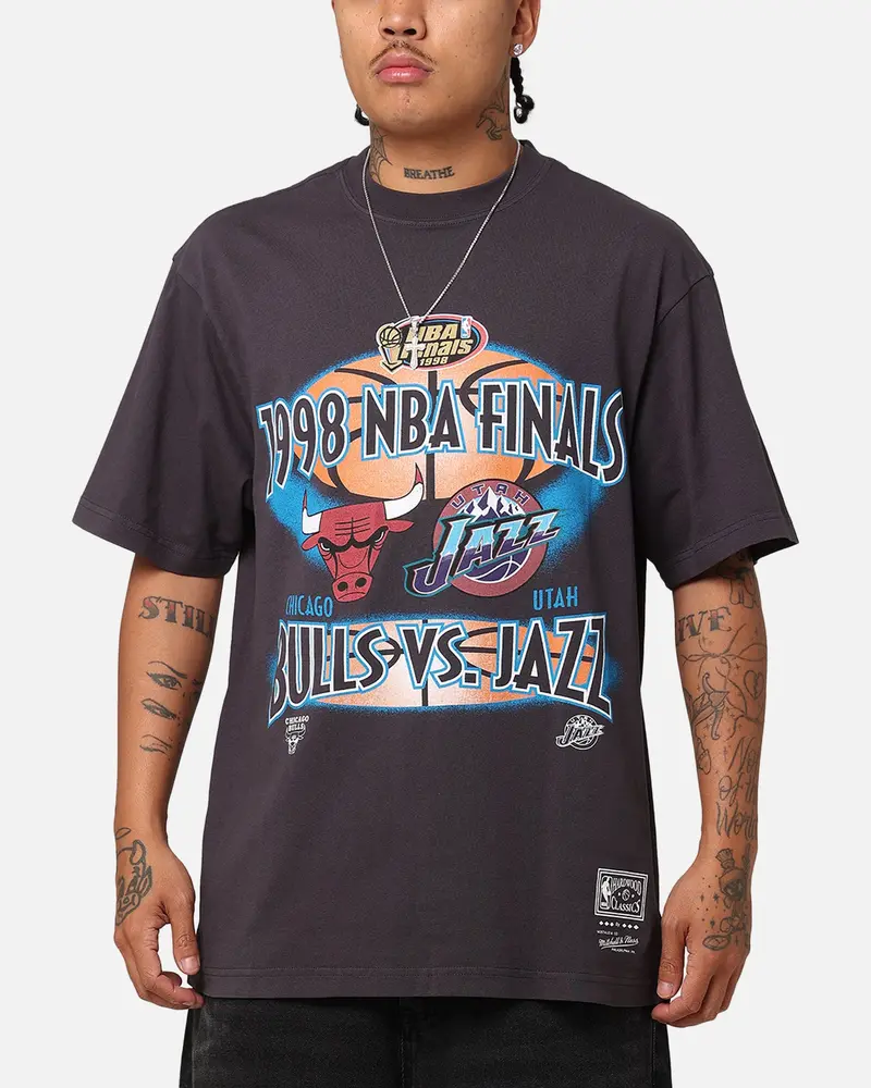 Mitchell & Ness Chicago Bulls Vs. Utah Jazz 1998 Finals T-Shirt Overdyed Black 1