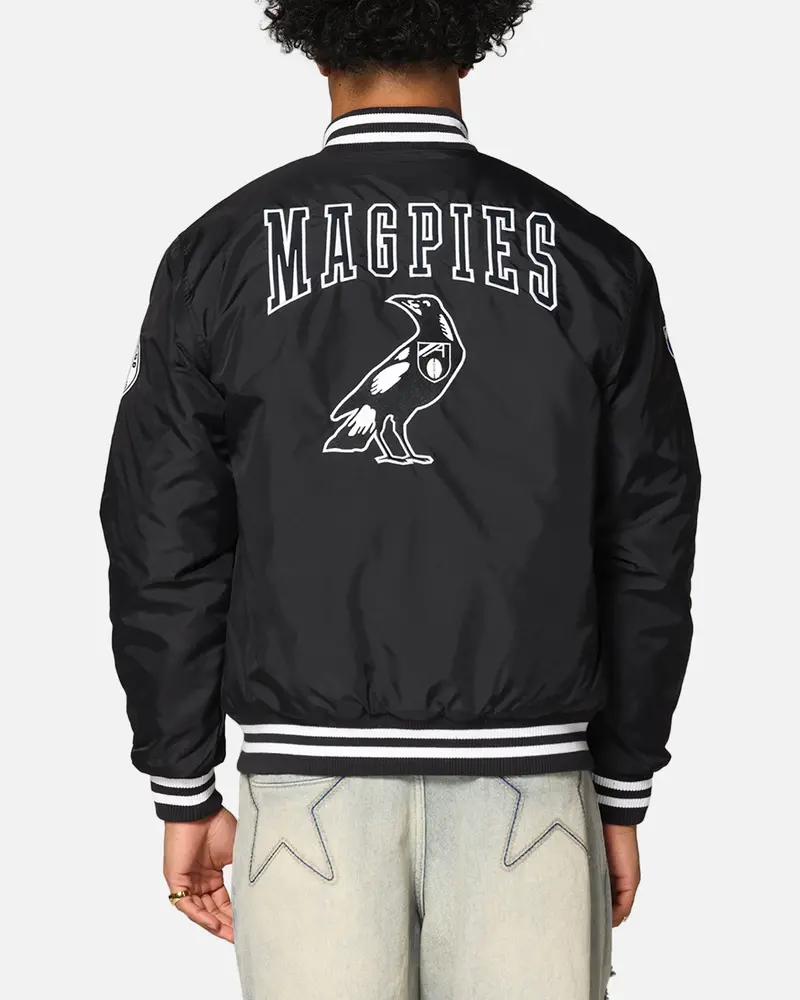 Mitchell & Ness Collingwood Magpies Team Bomber Jacket Solid Black 1