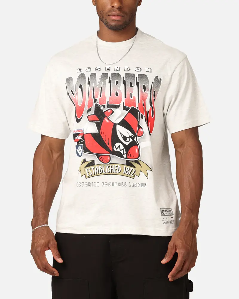 Mitchell & Ness Essendon Bombers Character T-Shirt Silver Marle 1