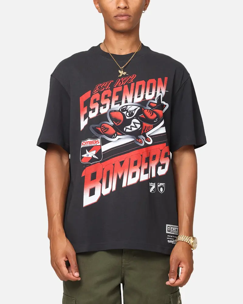 Mitchell & Ness Essendon Bombers Mascot Character T-Shirt Faded Black 1