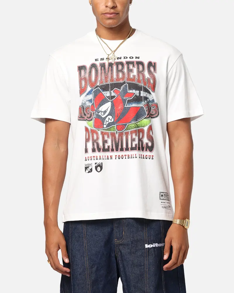 Mitchell & Ness Essendon Bombers Mascot T-Shirt Vintage White 1