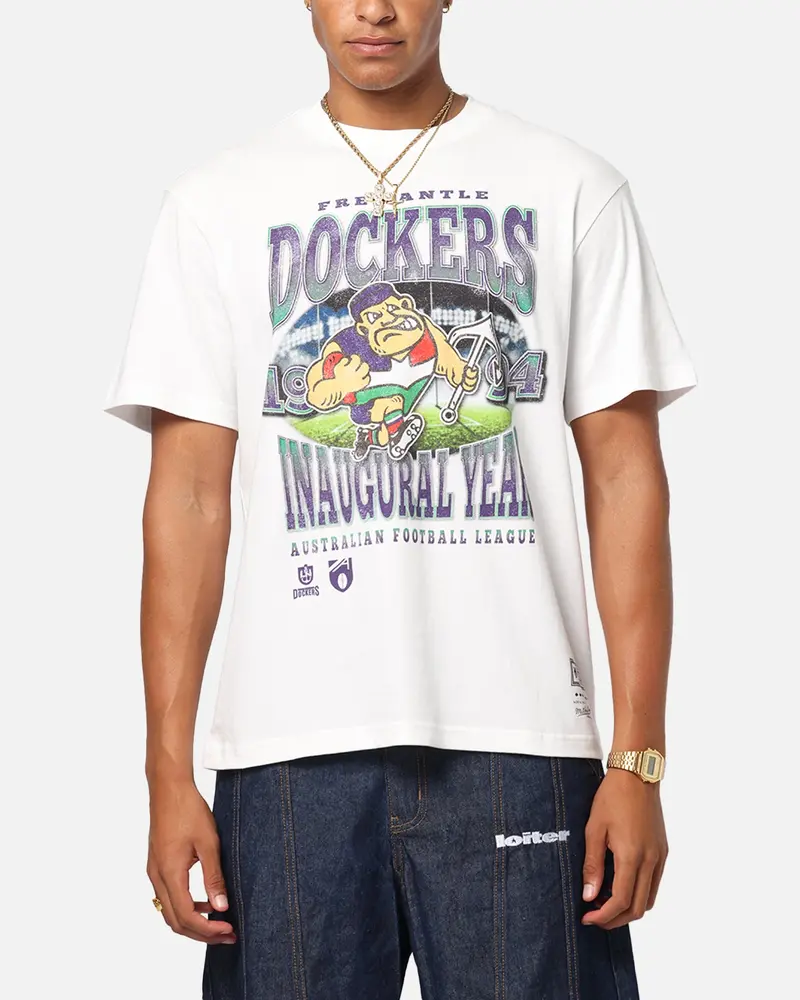 Mitchell & Ness Fremantle Dockers Mascot T-Shirt Vintage White 1