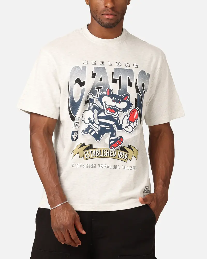 Mitchell & Ness Geelong Cats Character T-Shirt Silver Marle 1