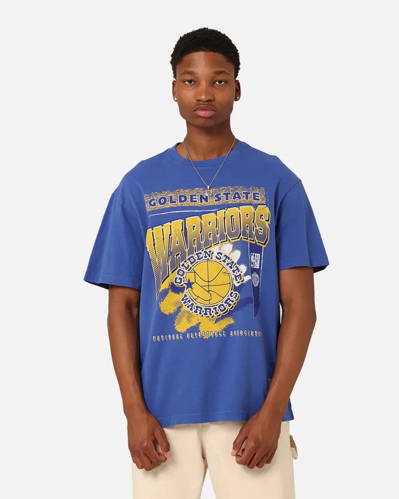 Mitchell & Ness Golden State Warriors Brush Off 2.0 T-Shirt Blue 1