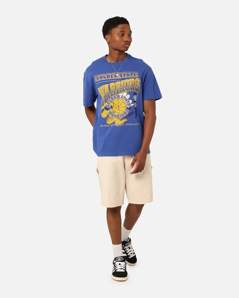 Mitchell & Ness Golden State Warriors Brush Off 2.0 T-Shirt Blue 2