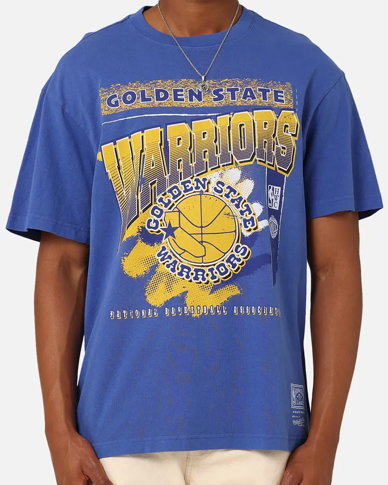 Mitchell & Ness Golden State Warriors Brush Off 2.0 T-Shirt Blue 3