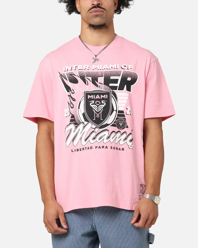 Mitchell & Ness Inter Miami Cf Flaming Ball T-Shirt Pink 1
