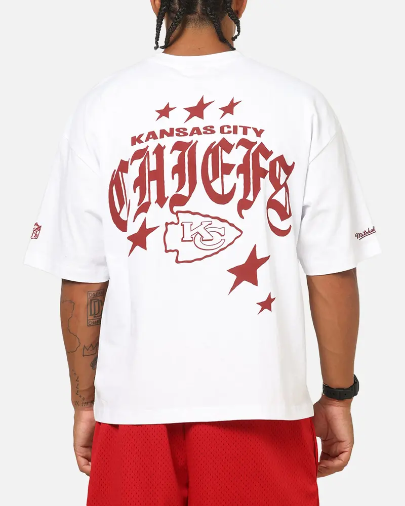 Mitchell & Ness Kansas City Chiefs Stars & Text Boxy T-Shirt White 1