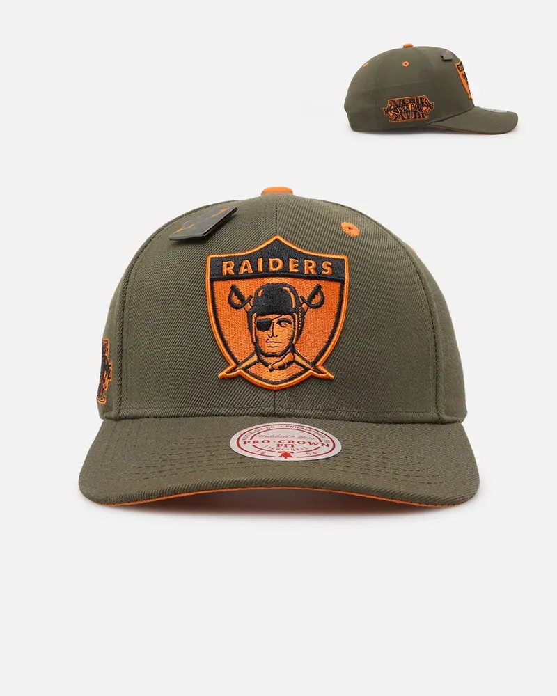 Mitchell & Ness Las Vegas Raiders 'Harmony Of Hues' Pro Crown Snapback Olive/Orange 1