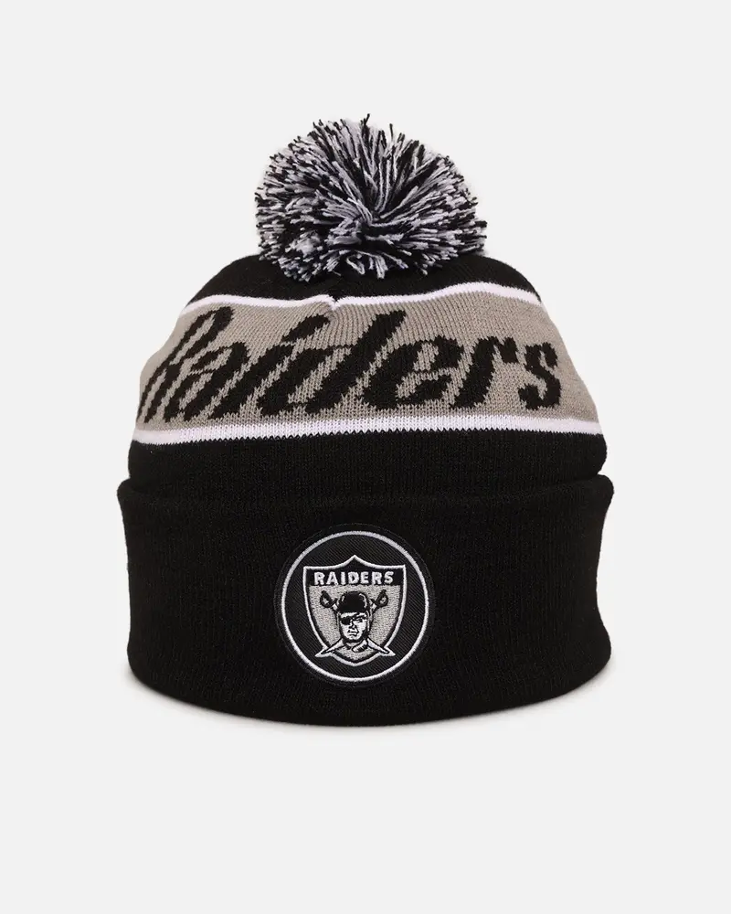Mitchell & Ness Las Vegas Raiders Team Pom Beanie Black/Grey 1
