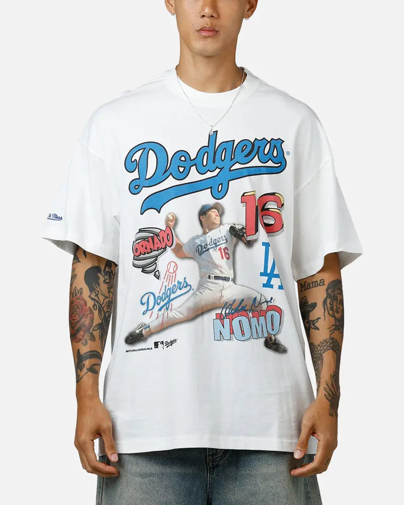 Mitchell & Ness Los Angeles Dodgers Hideo Nomo Tornado T-Shirt Vintage White 1
