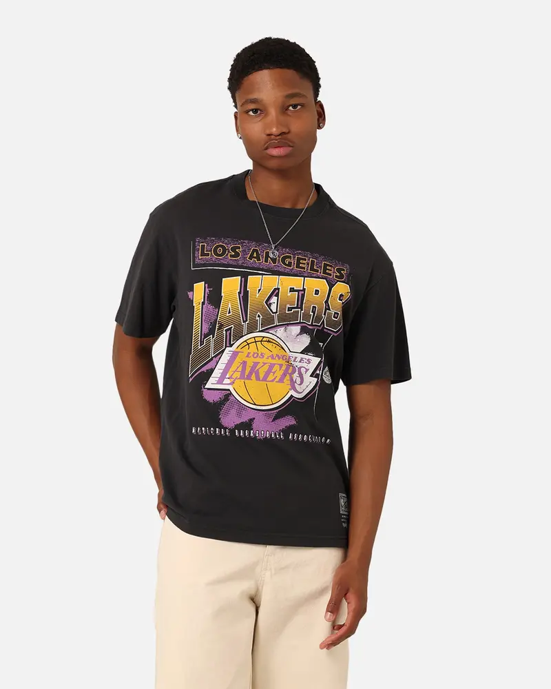 Mitchell & Ness Los Angeles Lakers Brush Off 2.0 T-Shirt Faded Black 1
