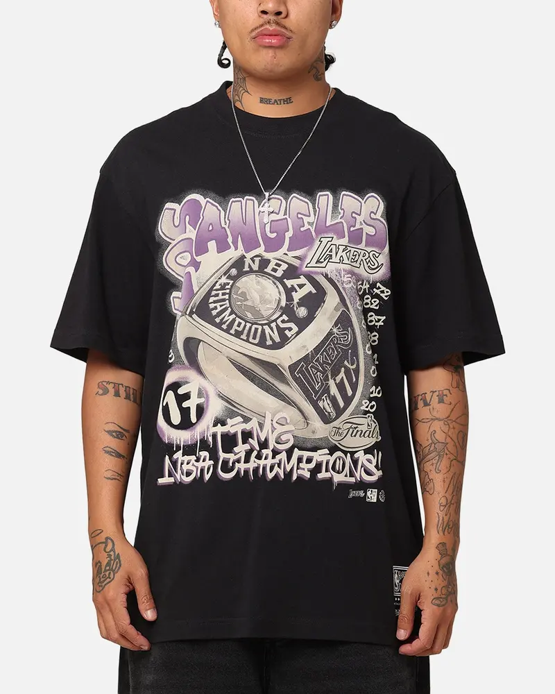 Mitchell & Ness Los Angeles Lakers Champs Graffiti T-Shirt Faded Black 1