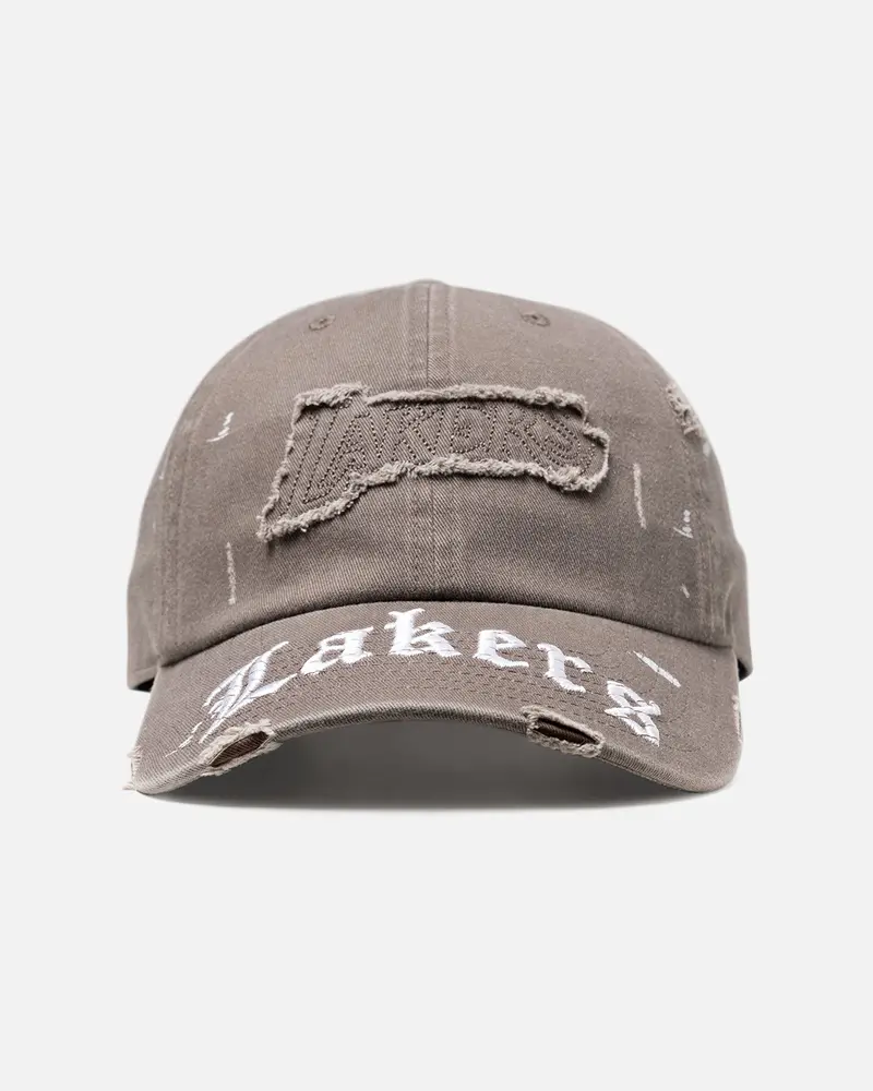 Mitchell & Ness Los Angeles Lakers 'Gothic Arch' Dad Fit Strapback Washed Chocolate 1