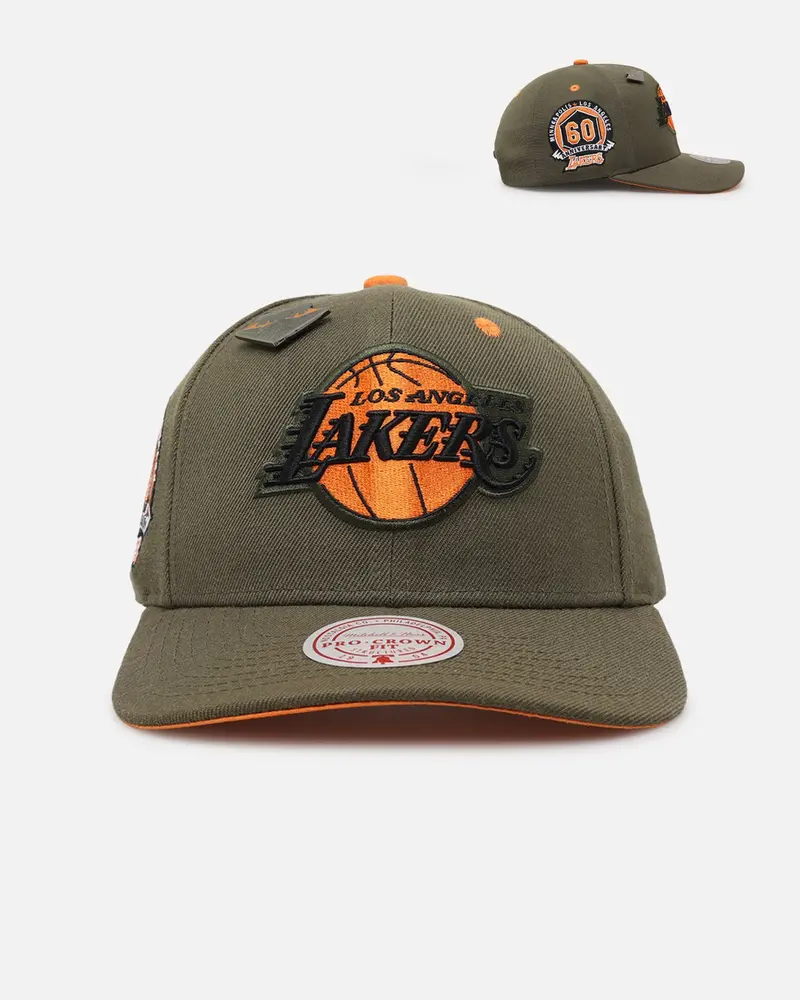 Mitchell & Ness Los Angeles Lakers 'Harmony Of Hues' Pro Crown Snapback Olive/Orange 1