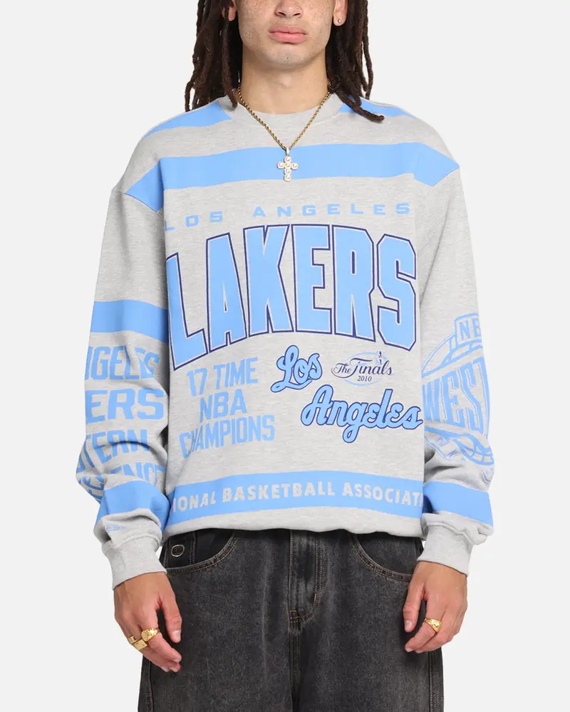 Mitchell & Ness Los Angeles Lakers Letterform Crewneck Grey Marle 1