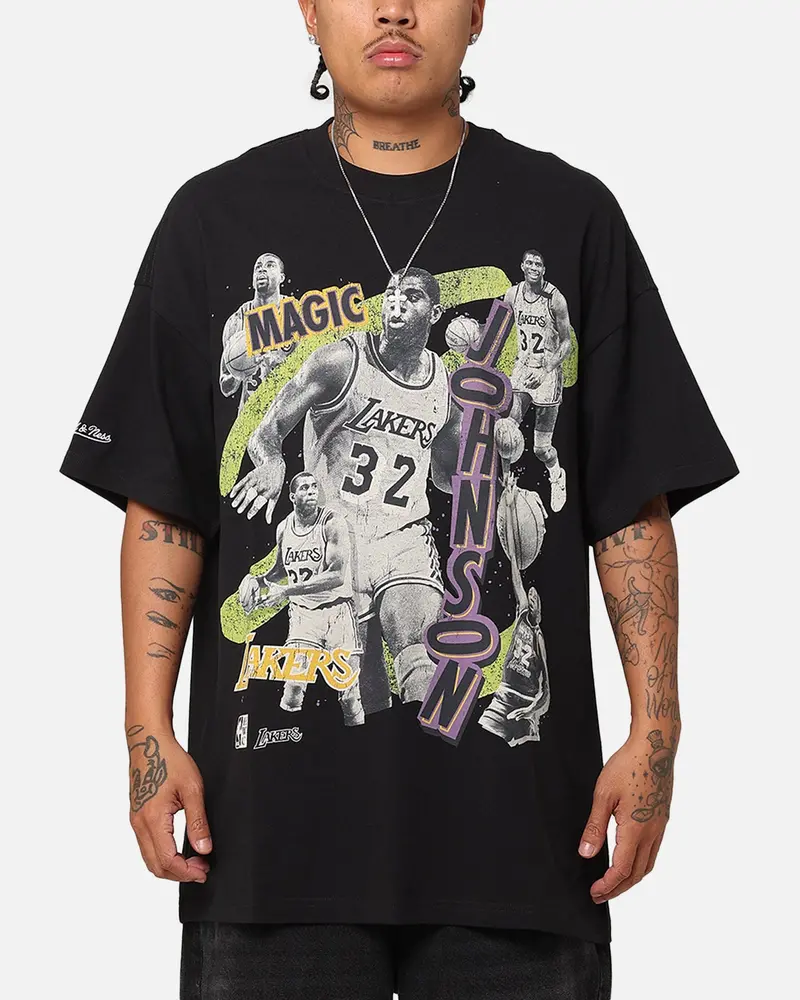 Mitchell & Ness Los Angeles Lakers Magic Johnson Abstract Player T-Shirt Faded Black 1
