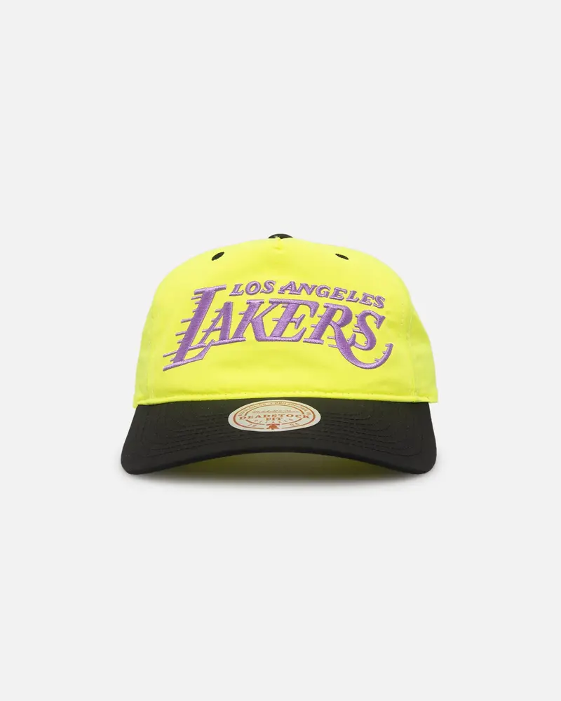 Mitchell & Ness Los Angeles Lakers Nylon Deadstock 2-Tone Snapback Neon Yellow/Black 1