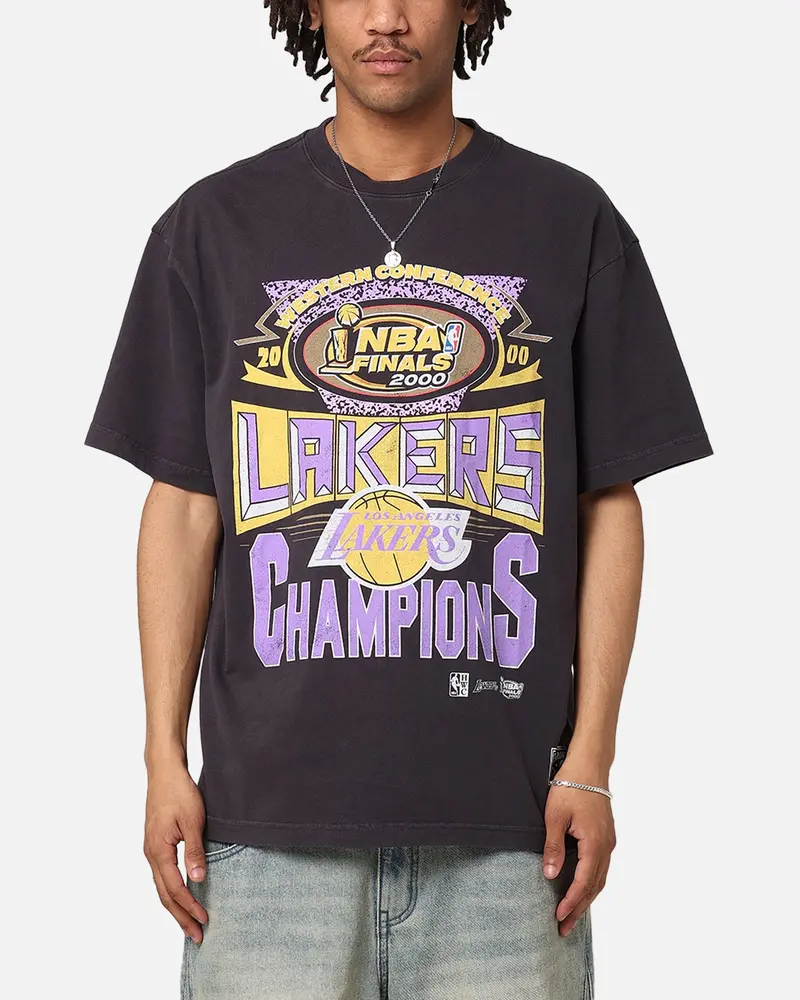 Mitchell & Ness Los Angeles Lakers Road To Finals T-Shirt Overdyed Black 1