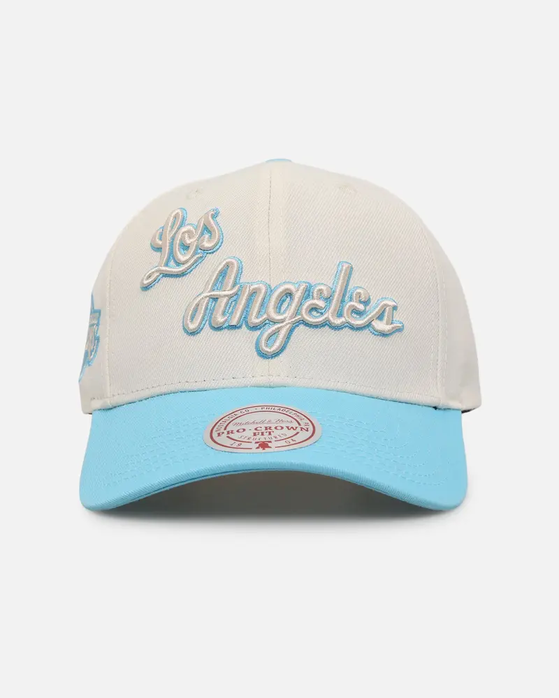 Mitchell & Ness Los Angeles Lakers 'Sky Blue' Pro Crown Snapback White Cream/Blue 1
