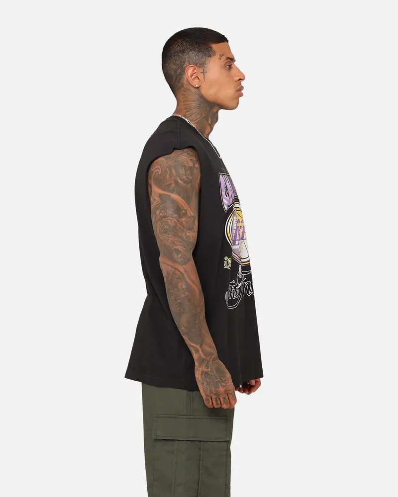 Mitchell & Ness Los Angeles Lakers Vintage Muscle T-Shirt Faded Black 5