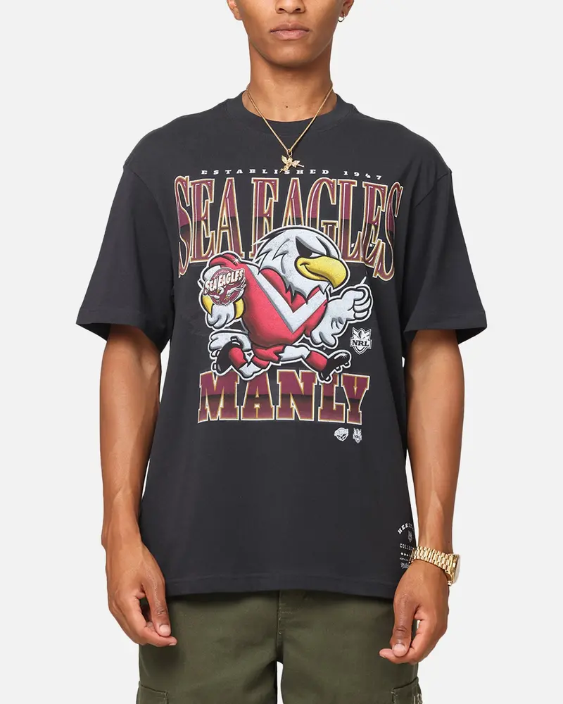 Mitchell & Ness Manly Warringah Sea Eagles Mascot Character T-Shirt Faded Black 1