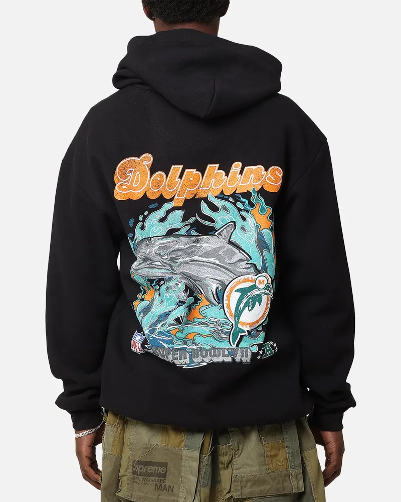 Mitchell & Ness Miami Dolphins 'Alter Ego' Flames Hoodie Faded Black 1
