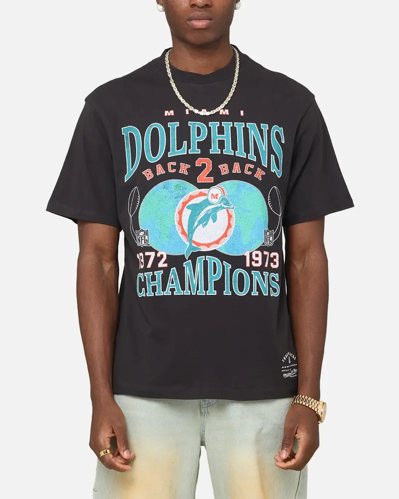 Mitchell & Ness Miami Dolphins Pinnacle T-Shirt Faded Black 1