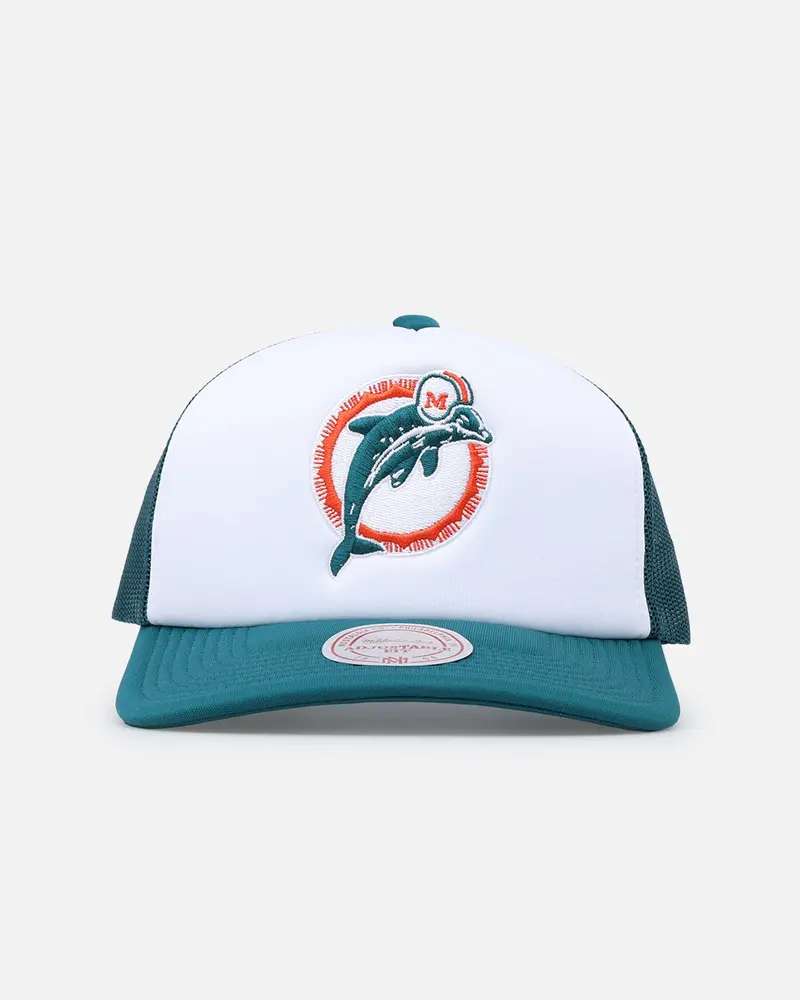 Mitchell & Ness Miami Dolphins Team Foam Trucker Snapback Teal/White 1