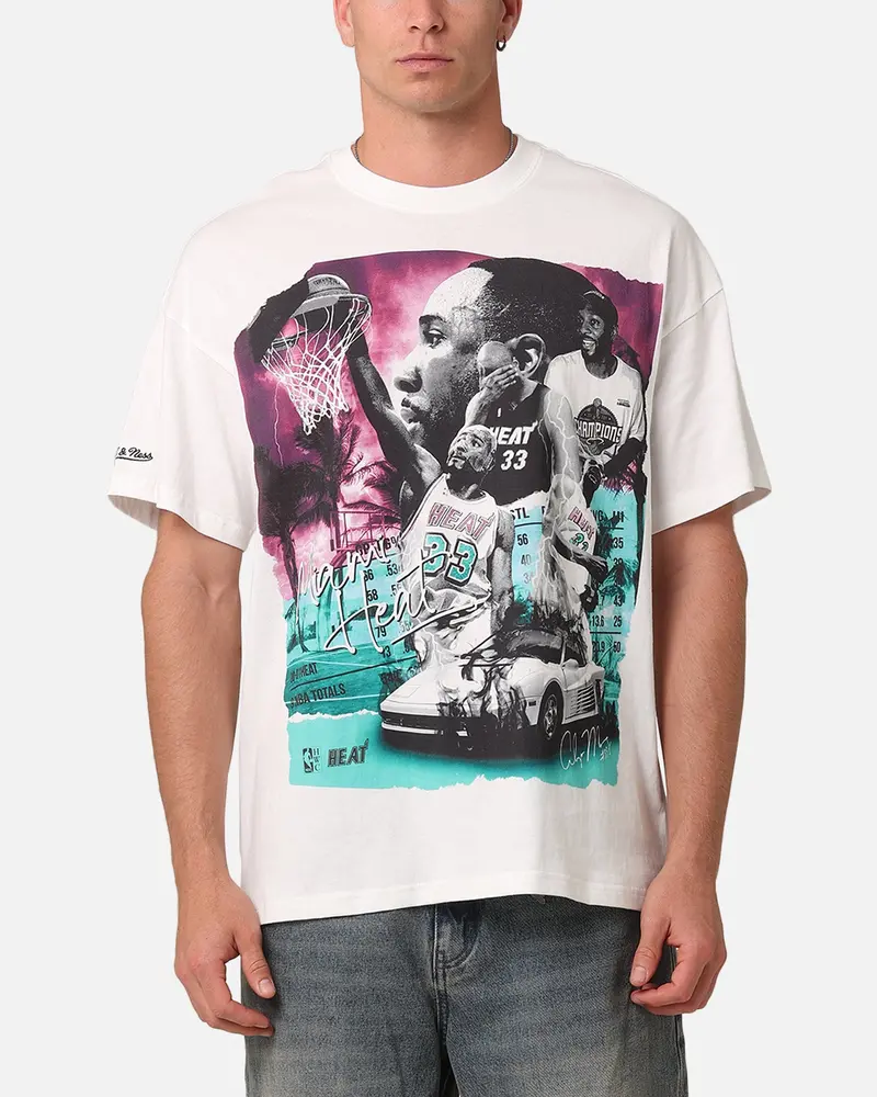 Mitchell & Ness Miami Heat Alonzo Mourning South Beach T-Shirt Vintage White 1