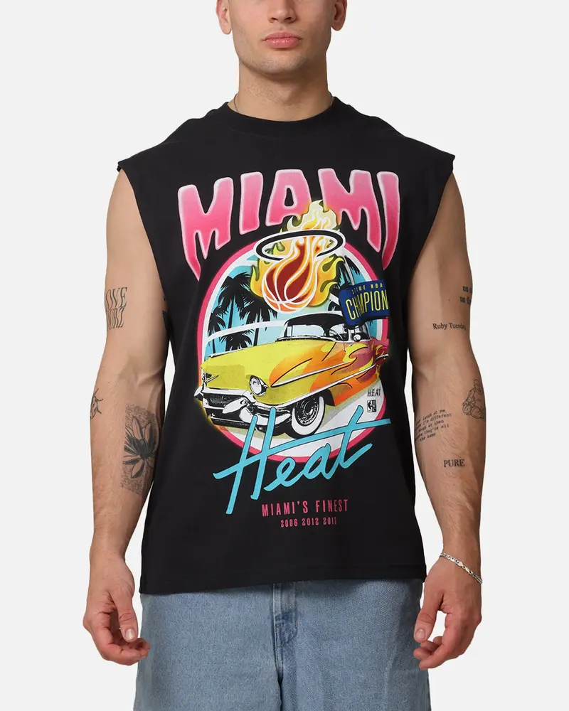 Mitchell & Ness Miami Heat Cruising Muscle T-Shirt Faded Black 1