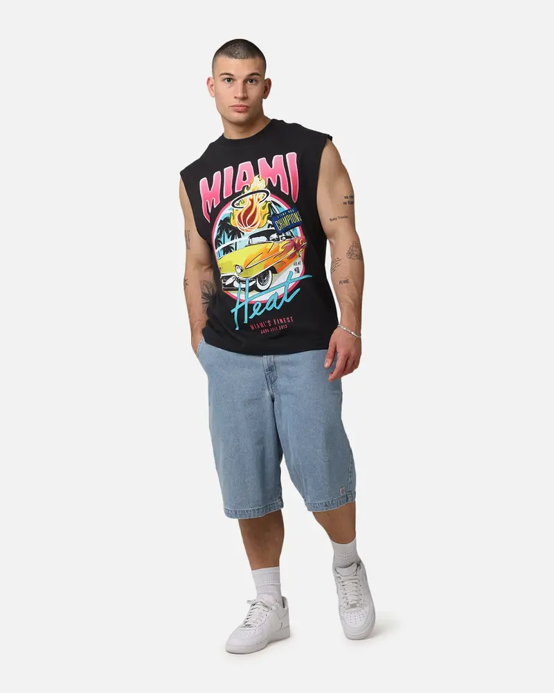 Mitchell & Ness Miami Heat Cruising Muscle T-Shirt Faded Black 2