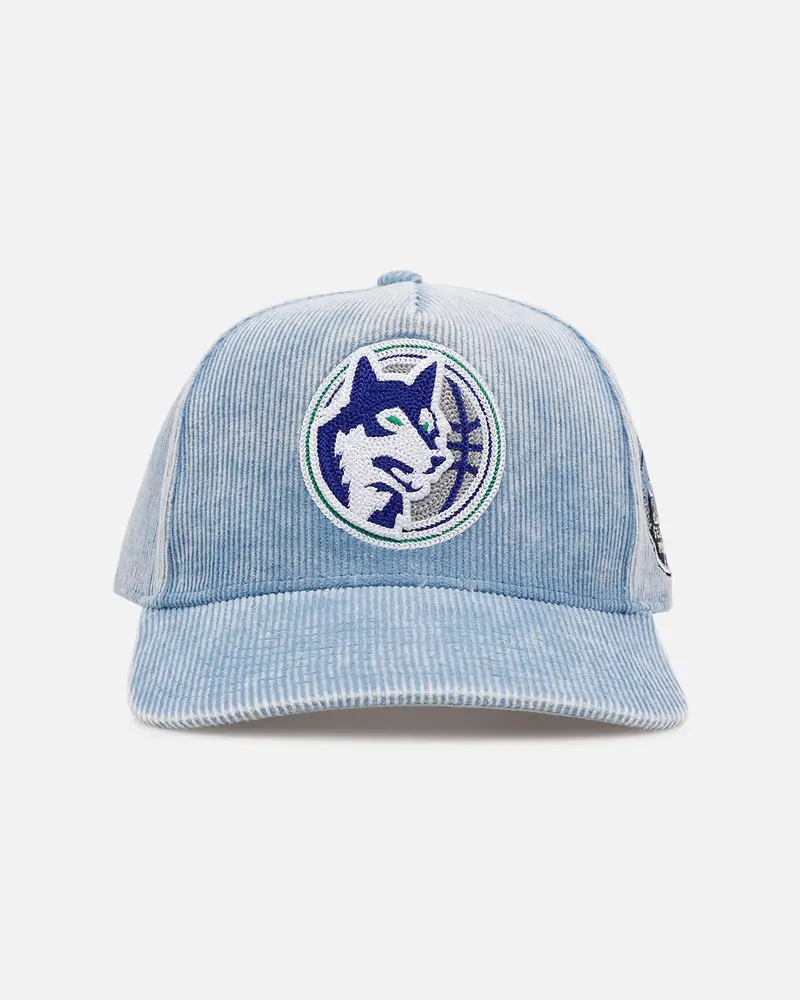 Mitchell & Ness Minnesota Timberwolves 'Dusty Cord' Pro Pinch Snapback Light Blue 1