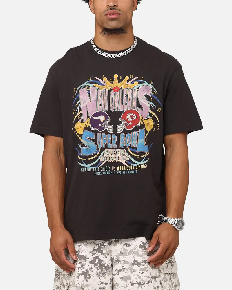 Mitchell & Ness New Orleans 1970 Super Bowl Iv Match Up T-Shirt Faded Black 1