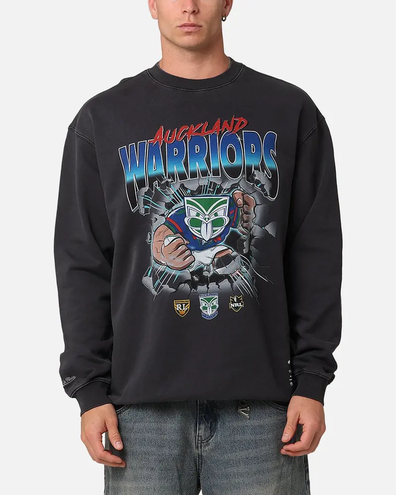 Mitchell & Ness New Zealand Warriors Break Out Crewneck Overdyed Black 1