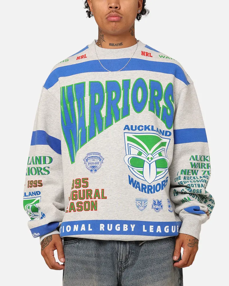 Mitchell & Ness New Zealand Warriors Team Crewneck Grey Marle 1