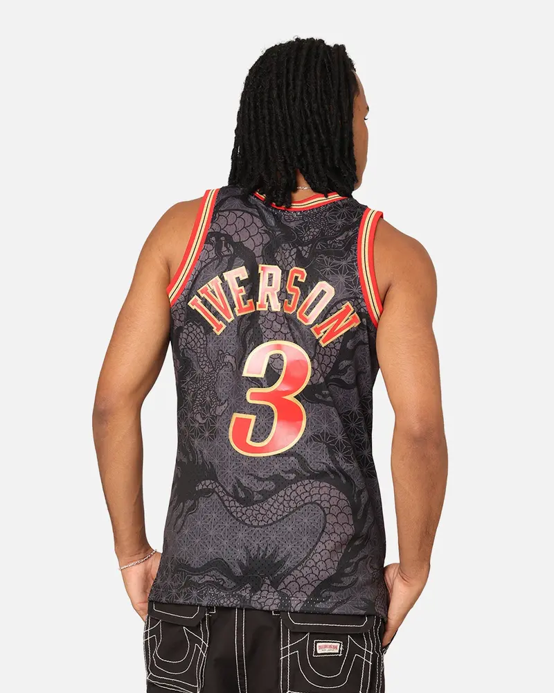 Mitchell & Ness Philadelphia 76Ers Allen Iverson '97-98 Year Of The Dragon Swingman Jersey Black/Red 2