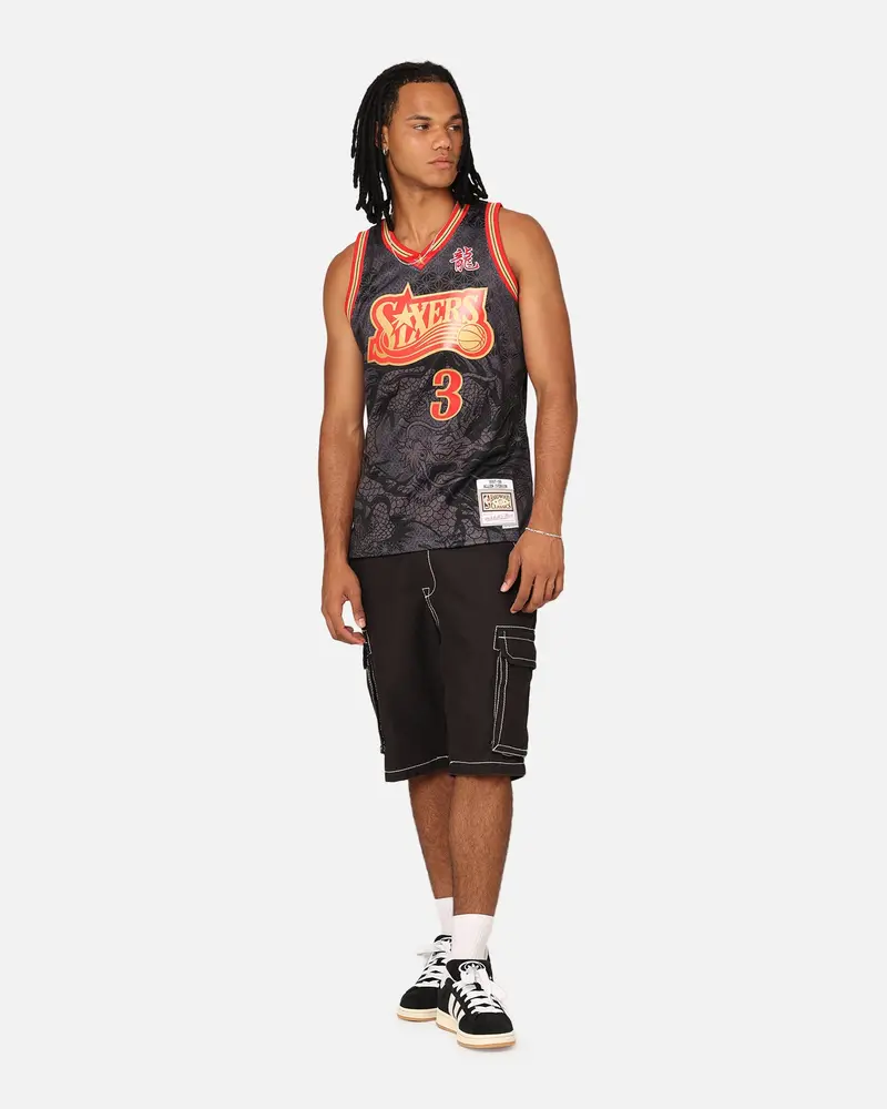 Mitchell & Ness Philadelphia 76Ers Allen Iverson '97-98 Year Of The Dragon Swingman Jersey Black/Red 3