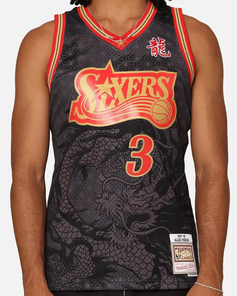 Mitchell & Ness Philadelphia 76Ers Allen Iverson '97-98 Year Of The Dragon Swingman Jersey Black/Red 4