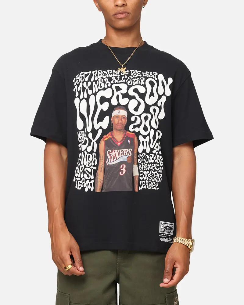 Mitchell & Ness Philadelphia 76Ers Allen Iverson Player Abstract T-Shirt Faded Black 1