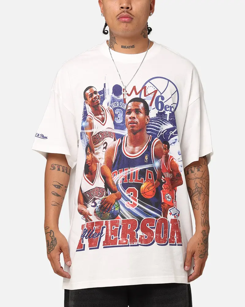Mitchell & Ness Philadelphia 76Ers Allen Iverson Rookie Season T-Shirt Vintage White 1